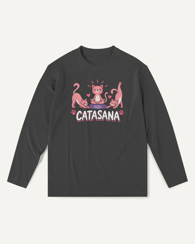 Catasana Long-Sleeve T-Shirt in Black — front