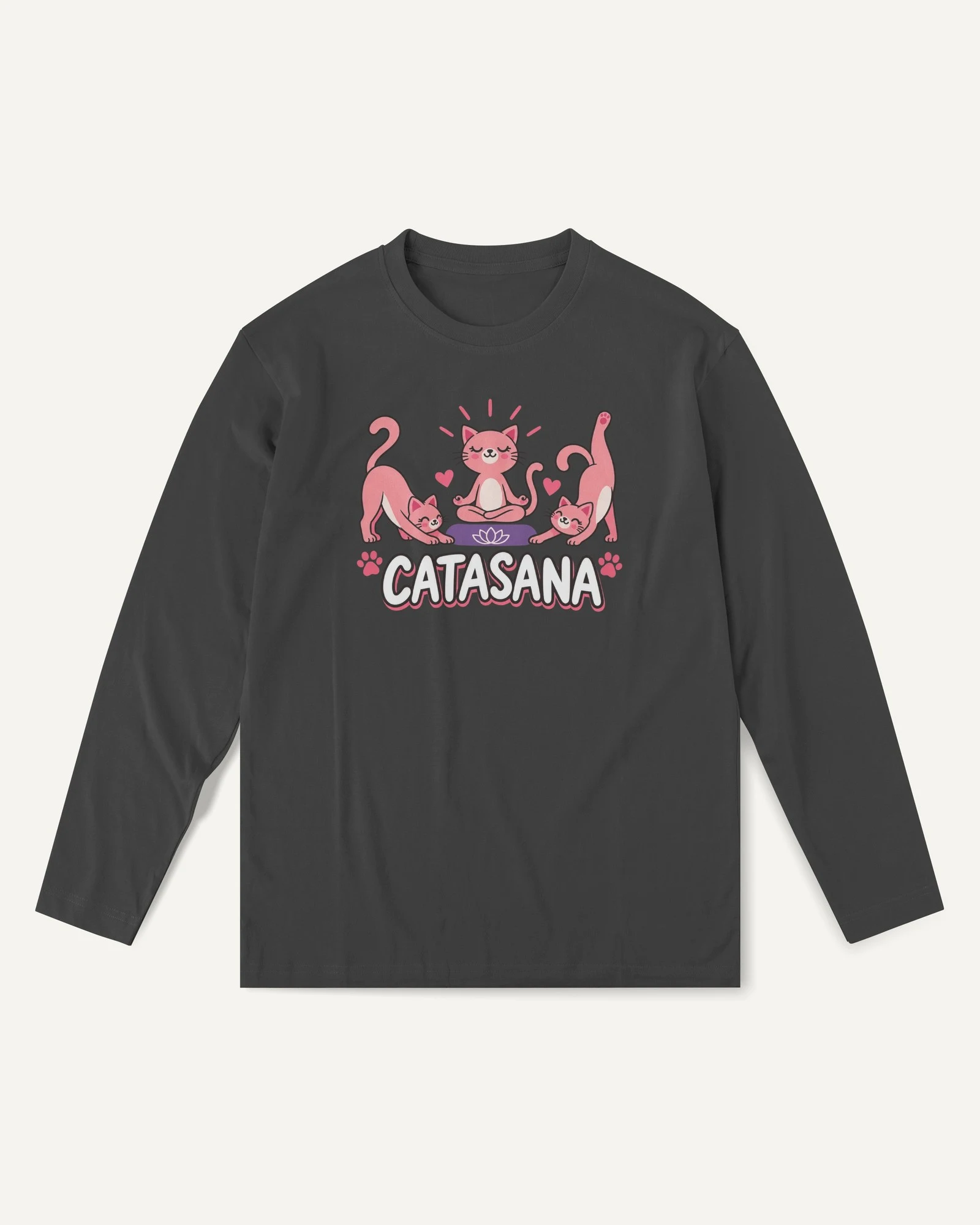 Catasana Long-Sleeve T-Shirt in Black — front Catasana Long-Sleeve T-Shirt in Black — front