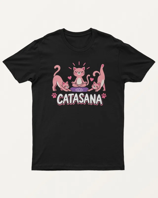 Catasana Regular T-Shirt in Black — front