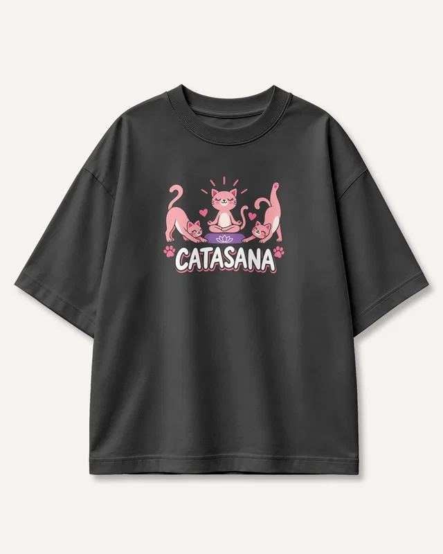 Catasana Oversized T-Shirt in Black — front