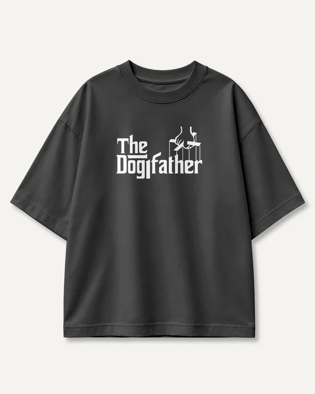 The Dogfather Oversized T-Shirt in Black — front