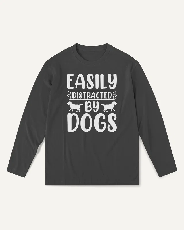 Easily Distracted by Dogs Long-Sleeve T-Shirt in Black — front