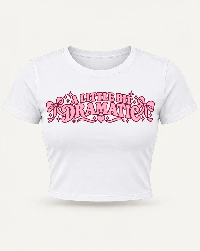 A Little Bit Dramatic Graphic Crop Top in White — product front