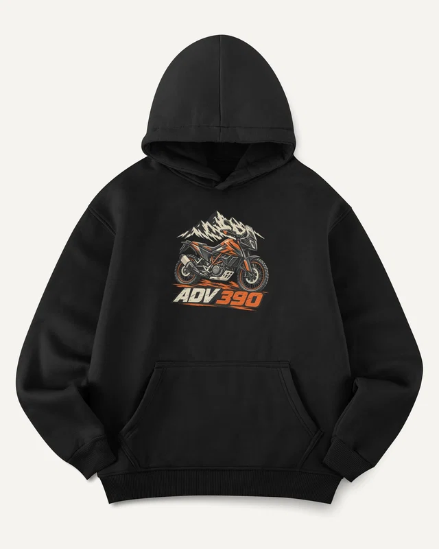 ADV390 Adventure Rider Graphic Hoodie in Black — front
