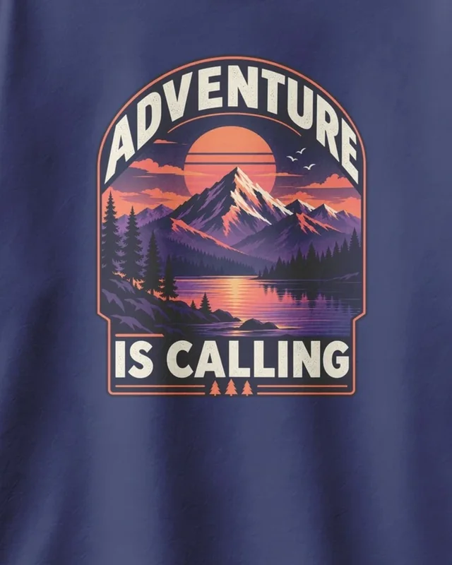Adventure Is Calling Oversized T-Shirt in Royal Blue — design detail