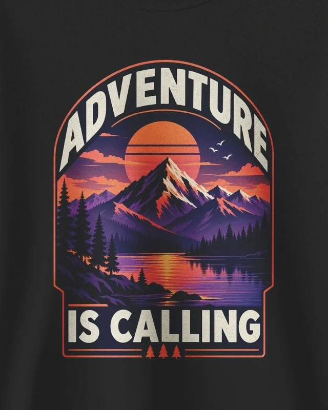 Adventure Is Calling Sweatshirt in Black — design detail