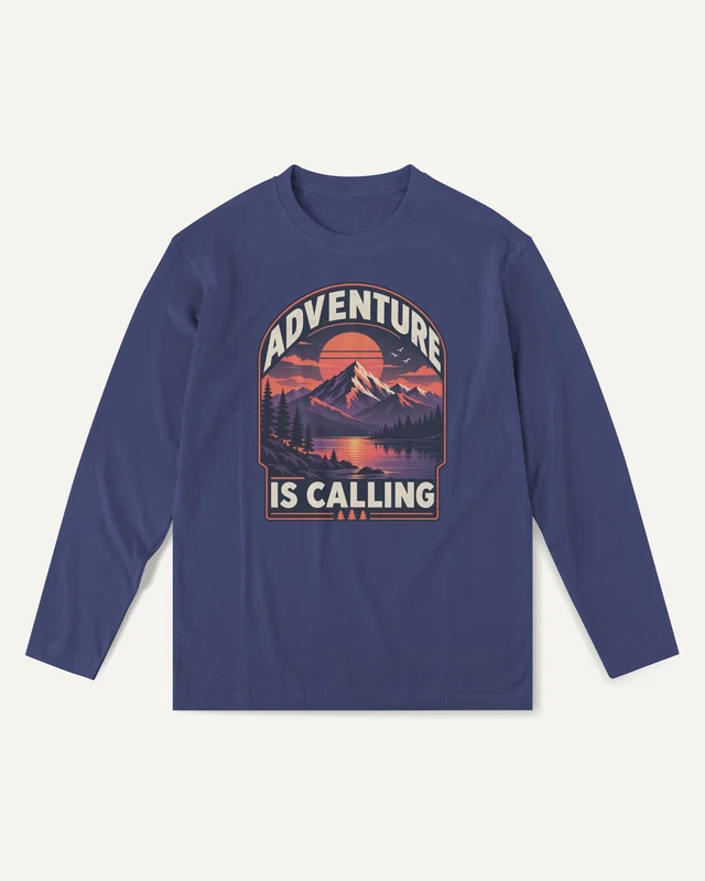 Adventure Is Calling Long-Sleeve T-Shirt in Royal Blue — front