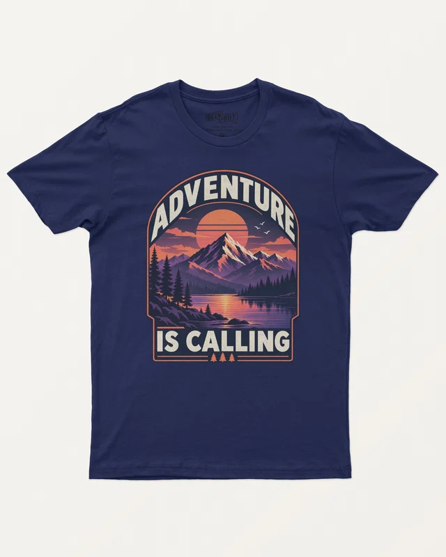 Adventure Is Calling Regular T-Shirt in Royal Blue — front