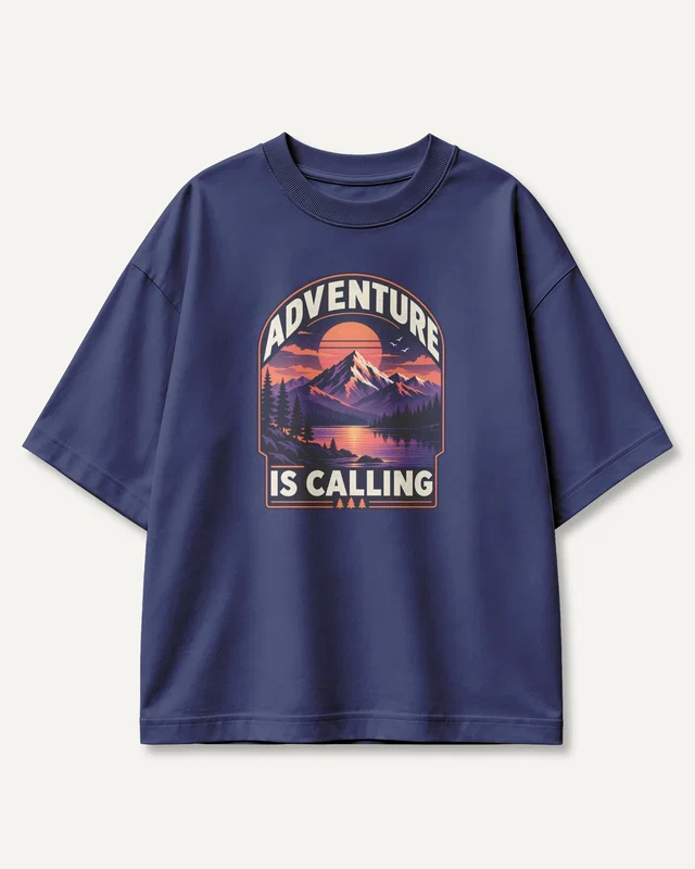 Adventure Is Calling Oversized T-Shirt in Royal Blue — front