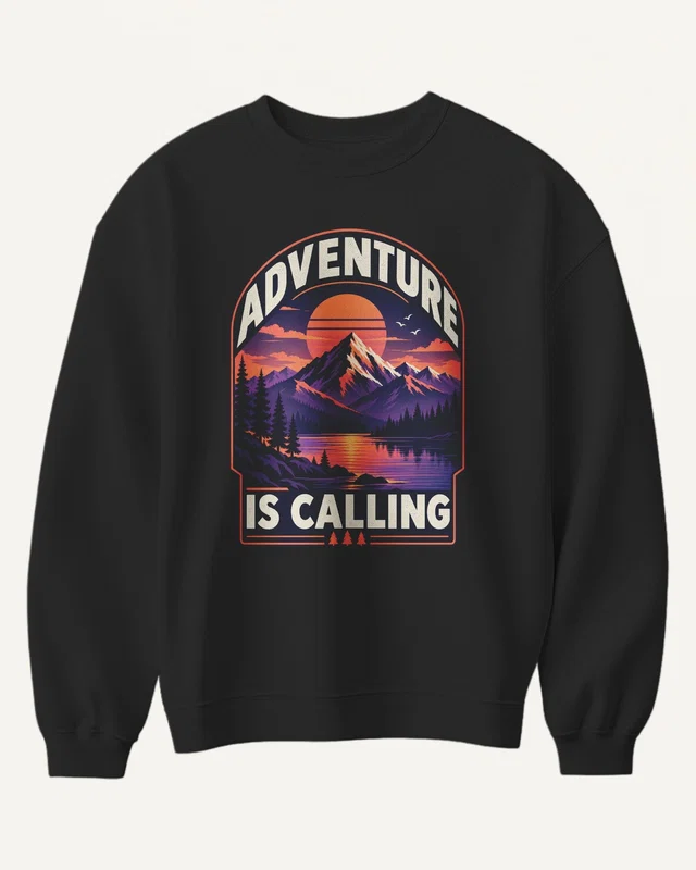 Adventure Is Calling Sweatshirt in Black — front