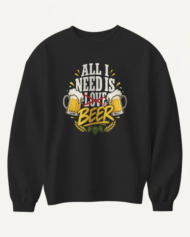 All I Need Is Beer Sweatshirt in Black — front