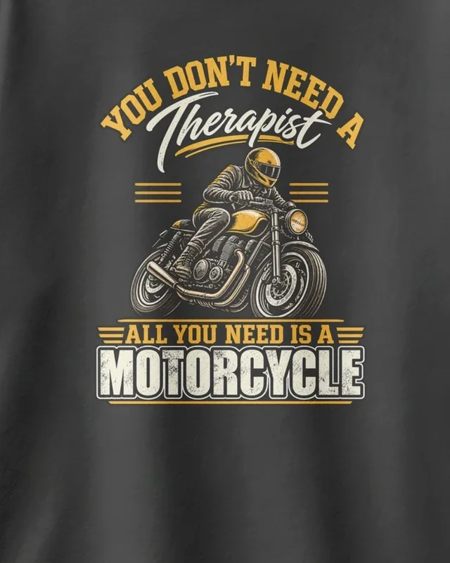 All You Need Is a Motorcycle Oversized T-Shirt in Black — design detail