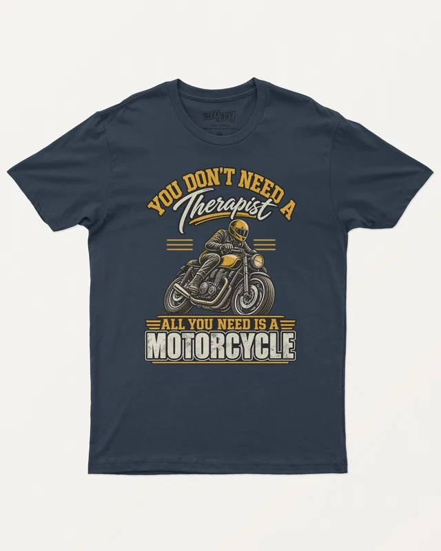 All You Need Is a Motorcycle Regular T-Shirt in Navy Blue — front