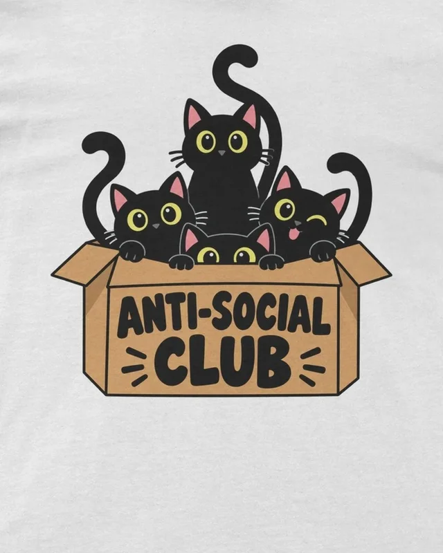 Anti-Social Cat Club Regular T-Shirt in White — design detail