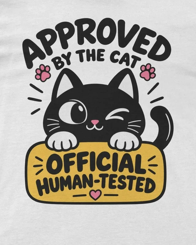 Approved by the Cat Regular T-Shirt in White — design detail