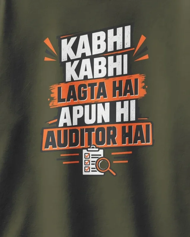 Apun Hi Auditor Hai Oversized T-Shirt in Olive Green — design detail