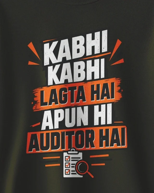 Apun Hi Auditor Hai Sweatshirt in Olive Green — design detail