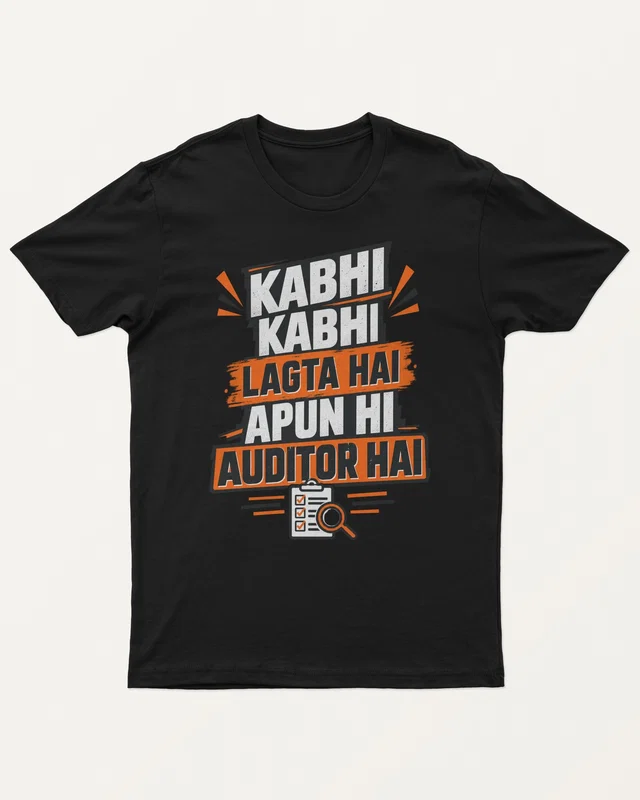 Apun Hi Auditor Hai Regular T-Shirt in Black — front