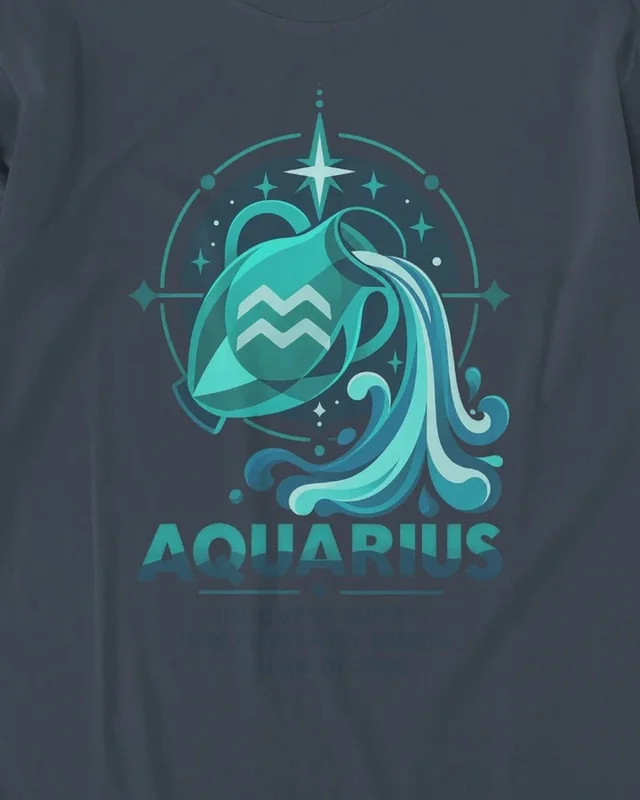Aquarius Long-Sleeve T-Shirt in Navy Blue — design detail