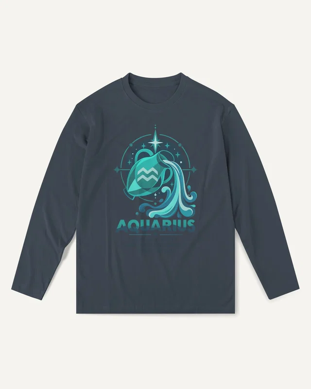 Aquarius Long-Sleeve T-Shirt in Navy Blue — front