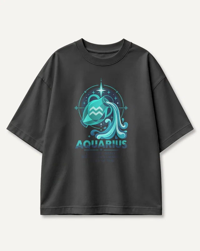Aquarius Oversized T-Shirt in Black — front