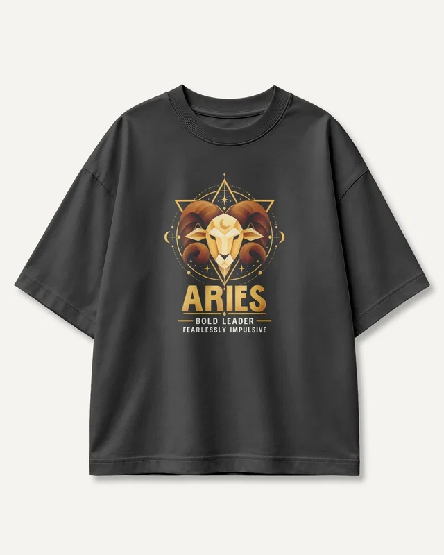 Aries Oversized T-Shirt in Black — front