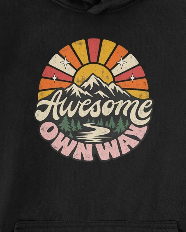 Awesome in My Own Way Graphic Hoodie in Black — cropped design detail