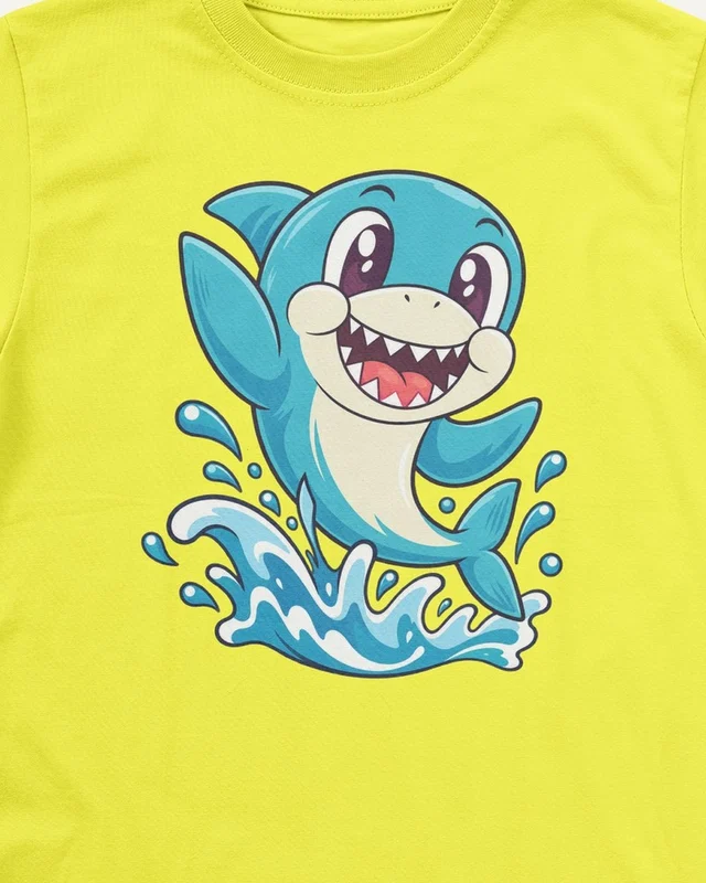 Baby Shark Kids’ T-Shirt in New Yellow — design detail