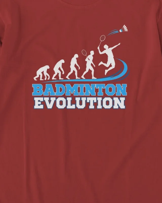 Badminton Evolution Long-Sleeve T-Shirt in Red — design detail