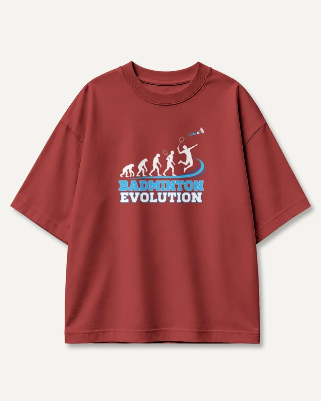 Badminton Evolution Oversized T-Shirt in Red — front