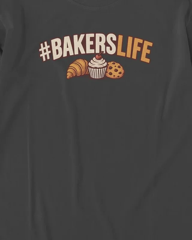 Baker's Life Long-Sleeve T-Shirt in Black — design detail