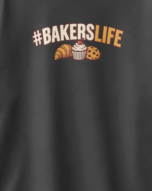 Baker's Life Oversized T-Shirt in Black — design detail