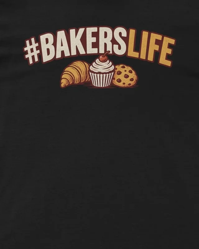 Baker's Life Regular T-Shirt in Black — design detail