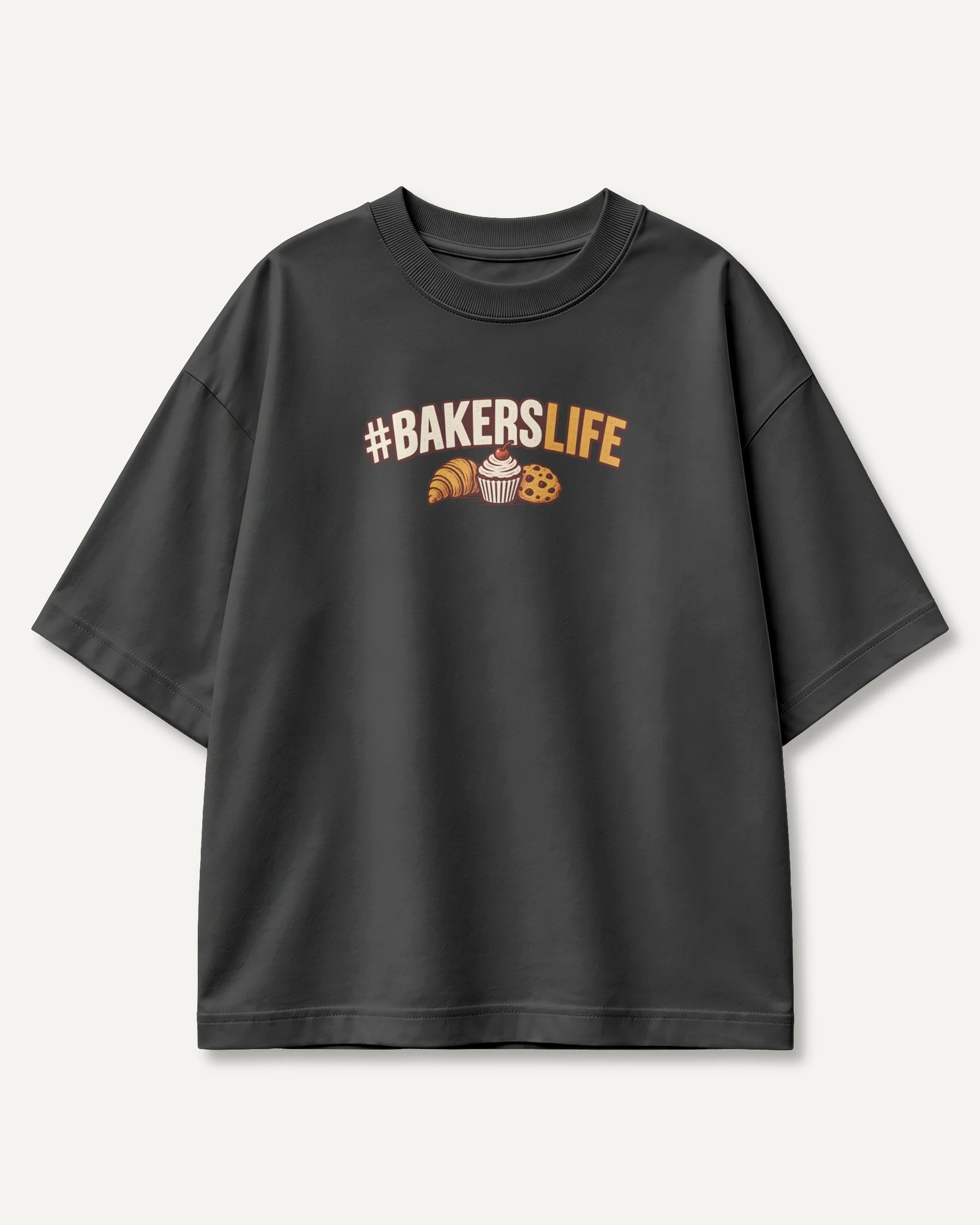 Baker's Life Oversized T-Shirt in Black — front Baker's Life Oversized T-Shirt in Black — front