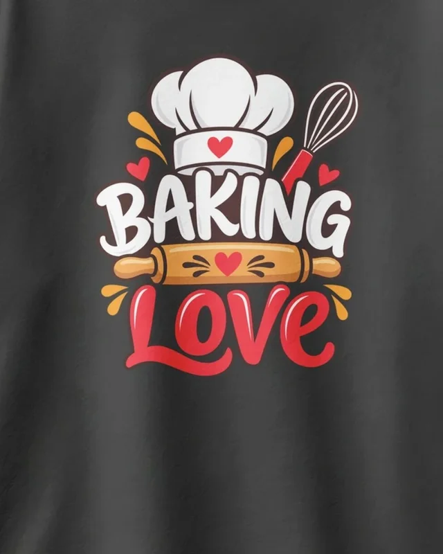 Baking Love Oversized T-Shirt in Black — design detail