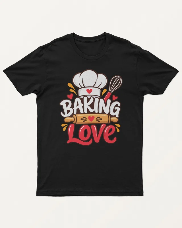 Baking Love Regular T-Shirt in Black — front