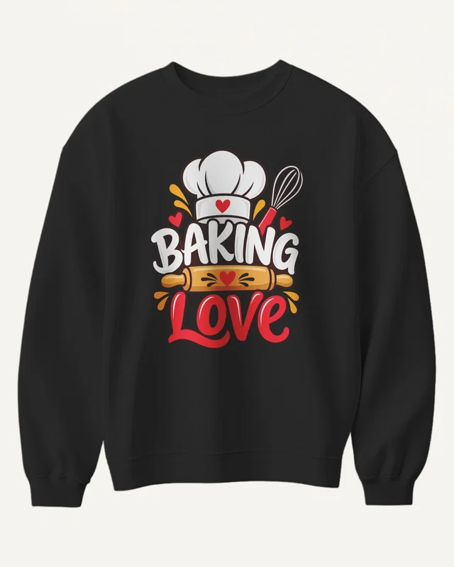 Baking Love Sweatshirt in Black — front