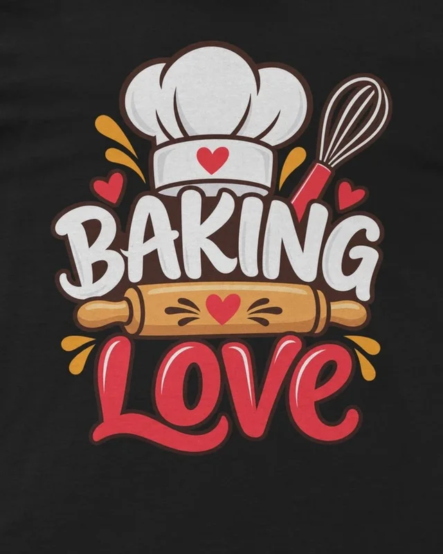 Baking Love Regular T-Shirt in Black — design detail
