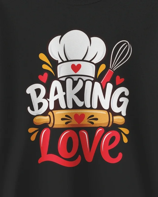 Baking Love Sweatshirt in Black — design detail