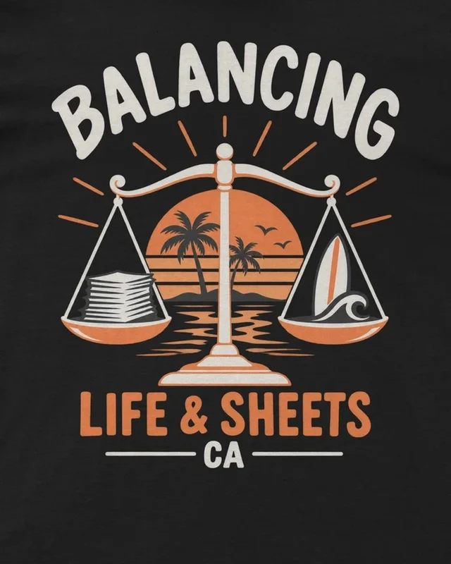 Balancing Life and Sheets Regular T-Shirt in Black — design detail