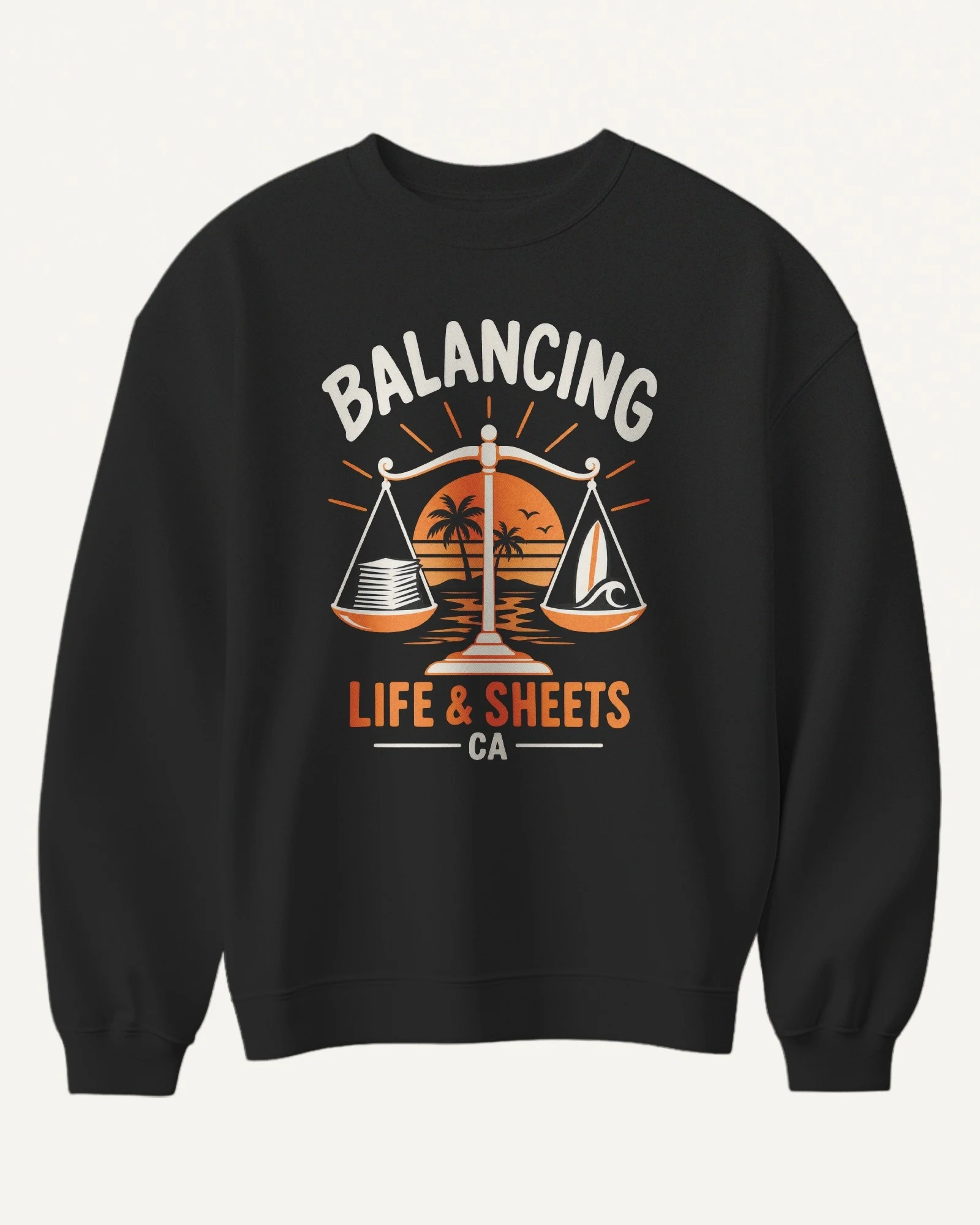 Balancing Life and Sheets Sweatshirt in Black — front Balancing Life and Sheets Sweatshirt in Black — front