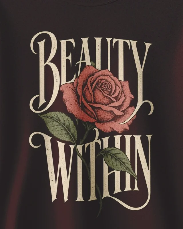 Beauty Within Sweatshirt in Maroon — design detail