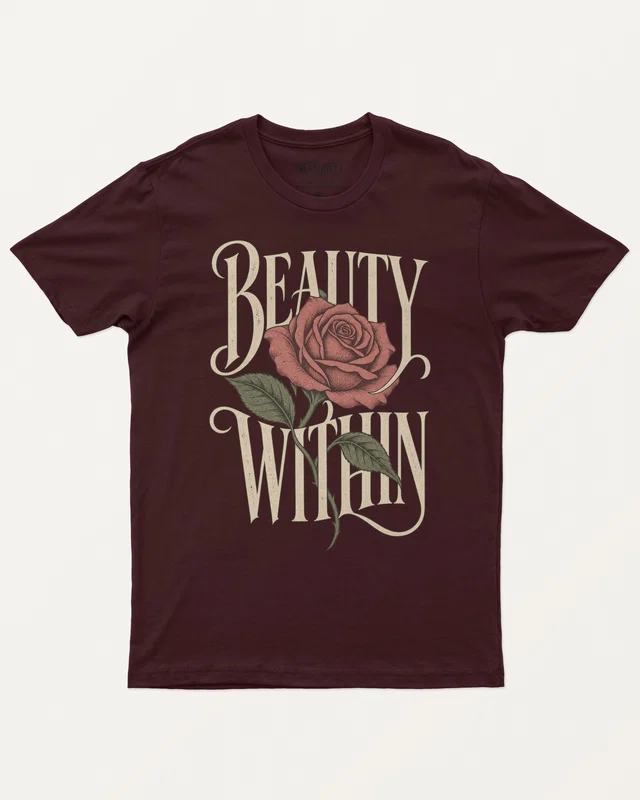 Beauty Within Regular T-Shirt in Maroon — front