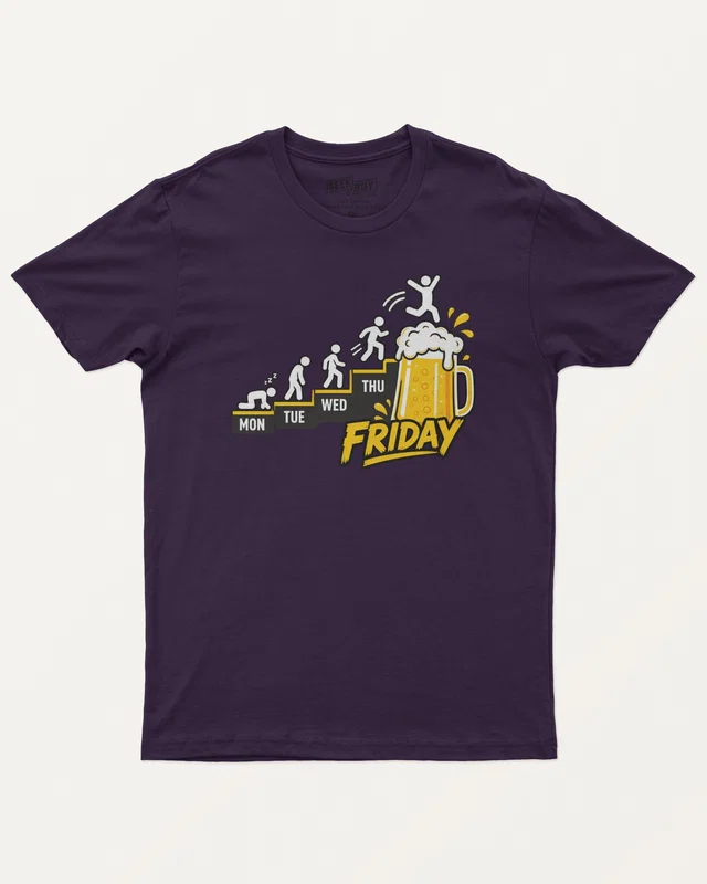 Friday Beer Evolution Regular T-Shirt in Purple — front