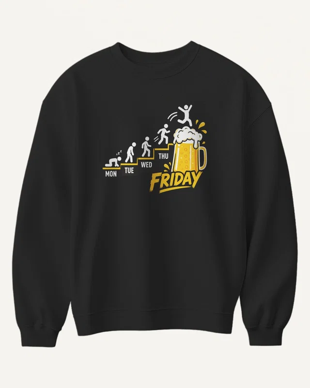 Friday Beer Evolution Sweatshirt in Black — front