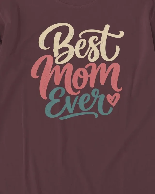 Best Mom Ever Long-Sleeve T-Shirt in Maroon — design detail