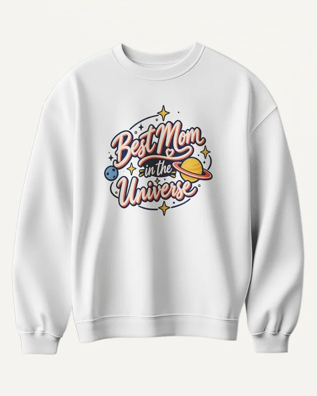 Best Mom in the Universe Sweatshirt in White — front