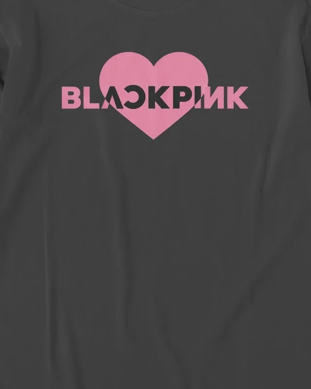 Blackpink Heart Long-Sleeve T-Shirt in Black — design detail