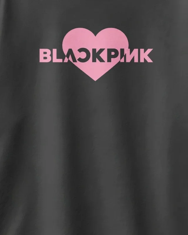 Blackpink Heart Oversized T-Shirt in Black — design detail