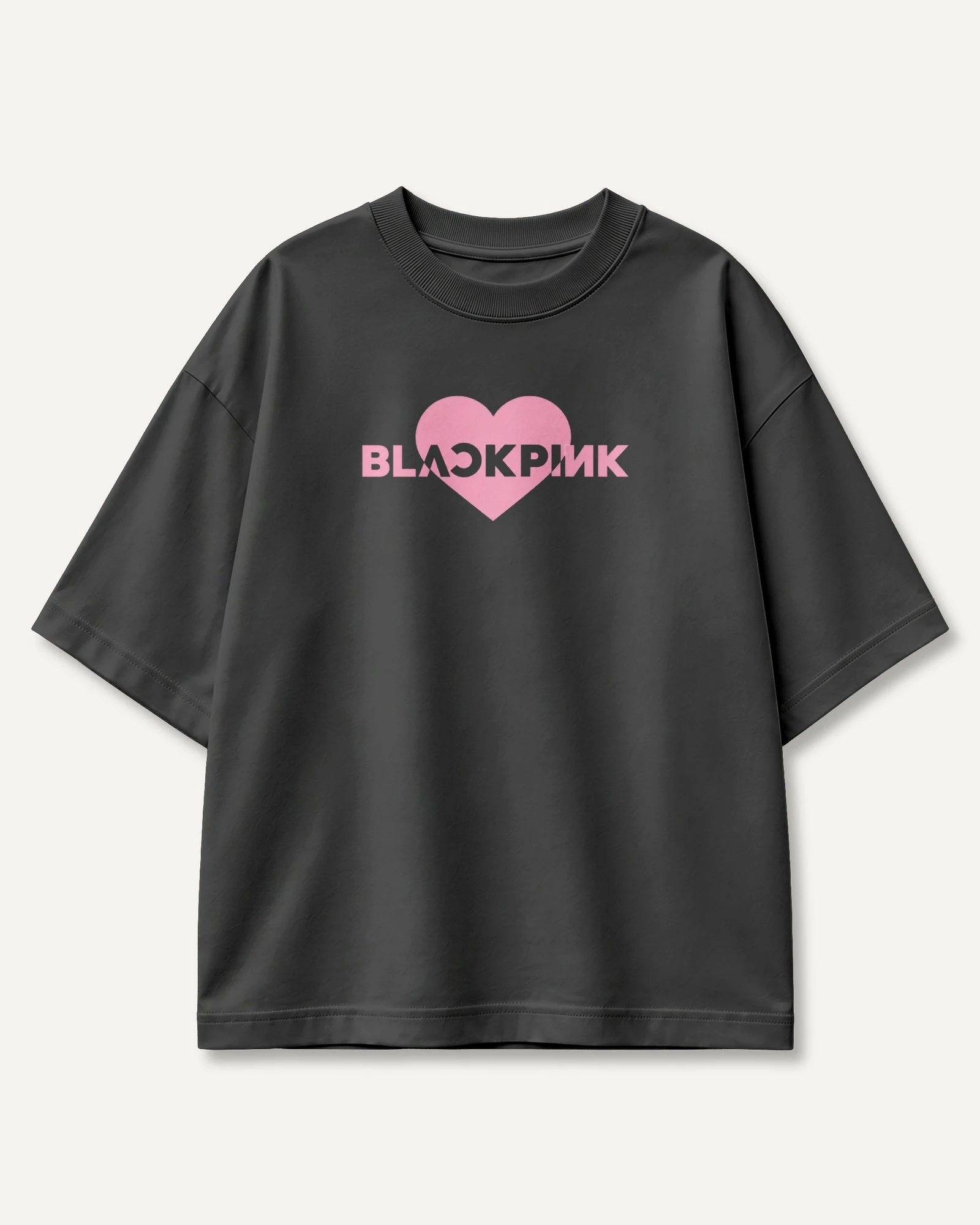 Blackpink Heart Oversized T-Shirt in Black — front Blackpink Heart Oversized T-Shirt in Black — front